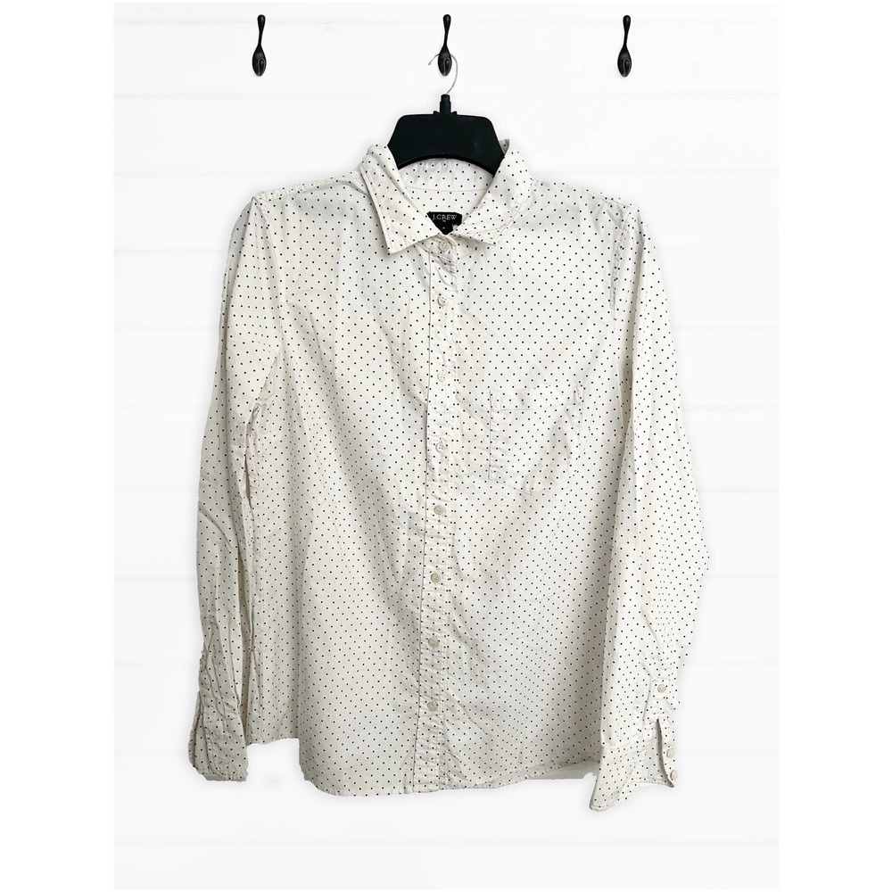 J. CREW White and Black Polka Dot Button Down Shirt size Small